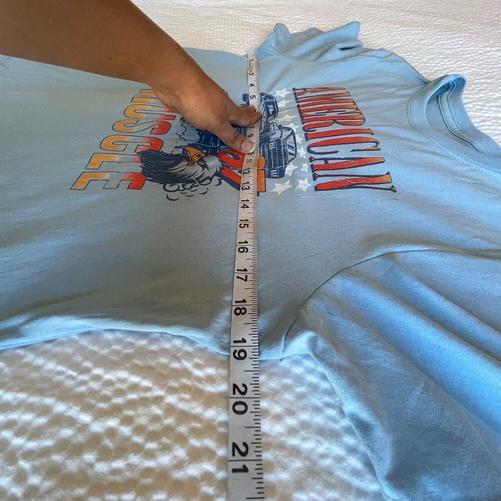Wonder Nation Boys Size XXL 18 Light Blue American Muscle Car Graphic T-Shirt - Picture 6 of 7